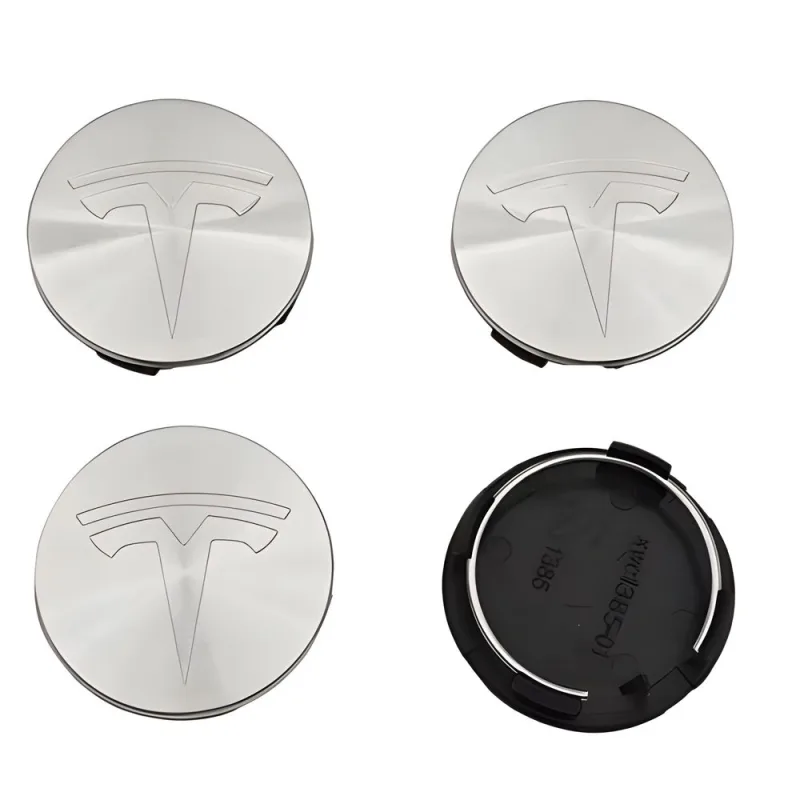 4-Pack Tesla Wheel Hub Caps, 56mm, Silver - Compatible with Tesla