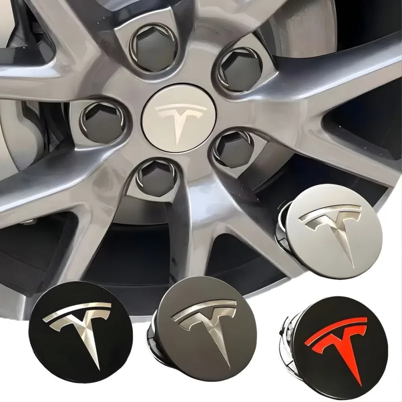 4-Pack Tesla Wheel Hub Caps, 56mm, Silver – Compatible with Tesla