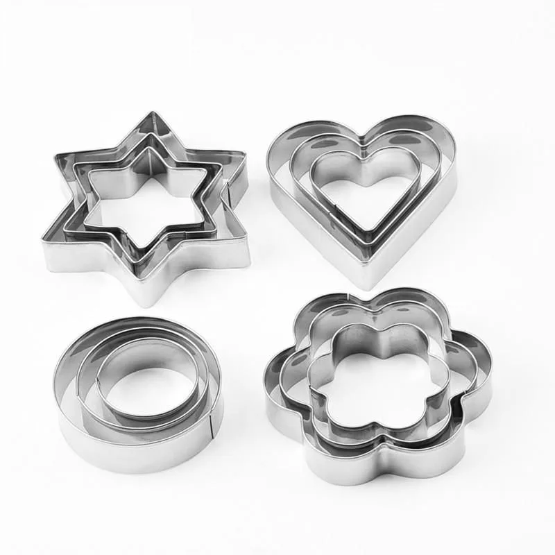 12pcs Baking Molds Cookie Cutters Gingerbread Molds, Silver