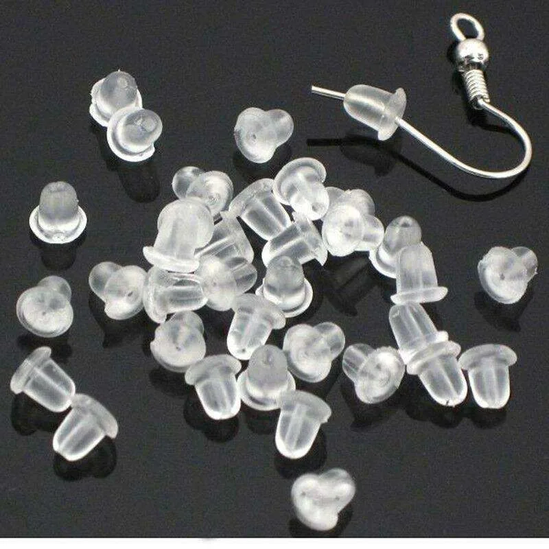 100pcs Earring Backs, Nickel-Free Latex Transparent