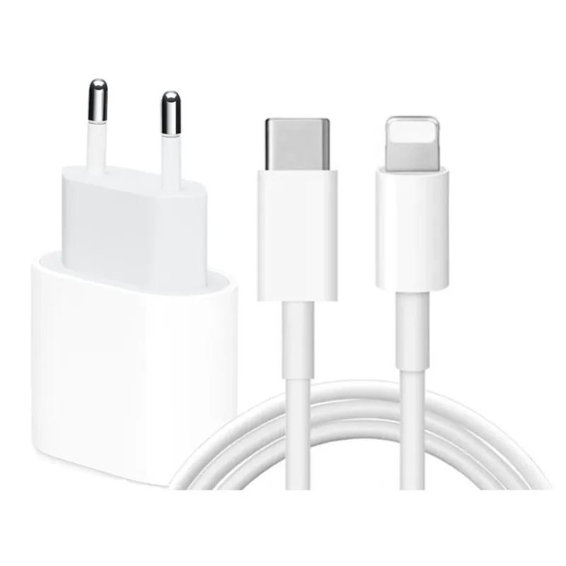 2pcs Fast Charger with USB-C to Lightning Adapter 20W, 2m Cable White