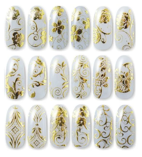 6 Sheets Silver Gold Nail Stickers, 12×4 cm
