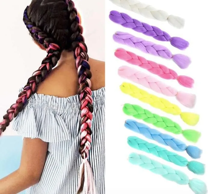 Pastel Blue Six Giant Braids, Gradient Reggae Braids