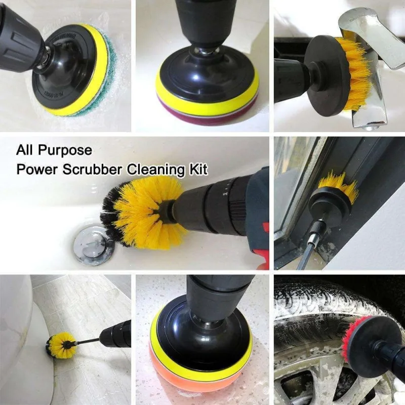 4-pack MultiColor Scrubbing Brushes for Drill and Screwdriver