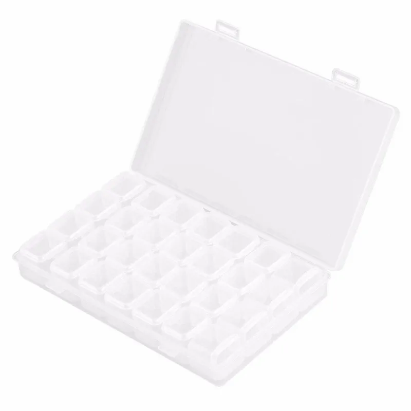 28-Slots Clear Diamond Painting Storage Box, Compatible with DIY Craft Organizers