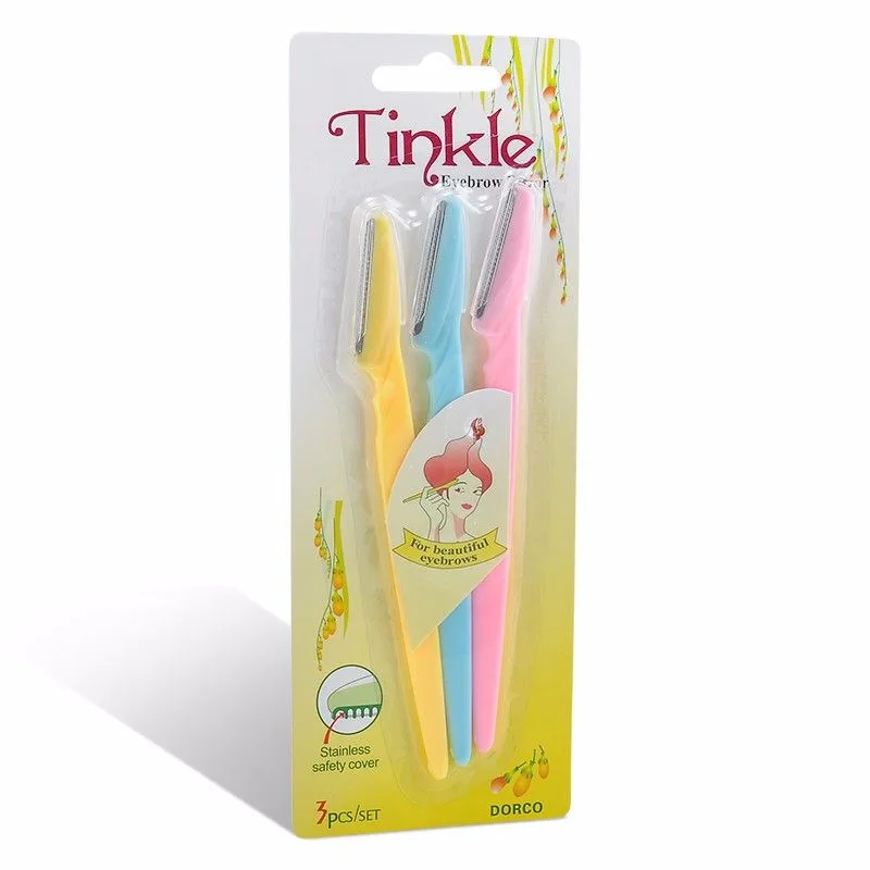 3-Pack Eyebrow and Beard Knife Set, Multicolor