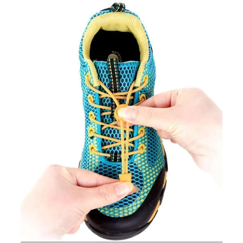 Elastic laces shoes with drawstring, Orange, 2 pairs