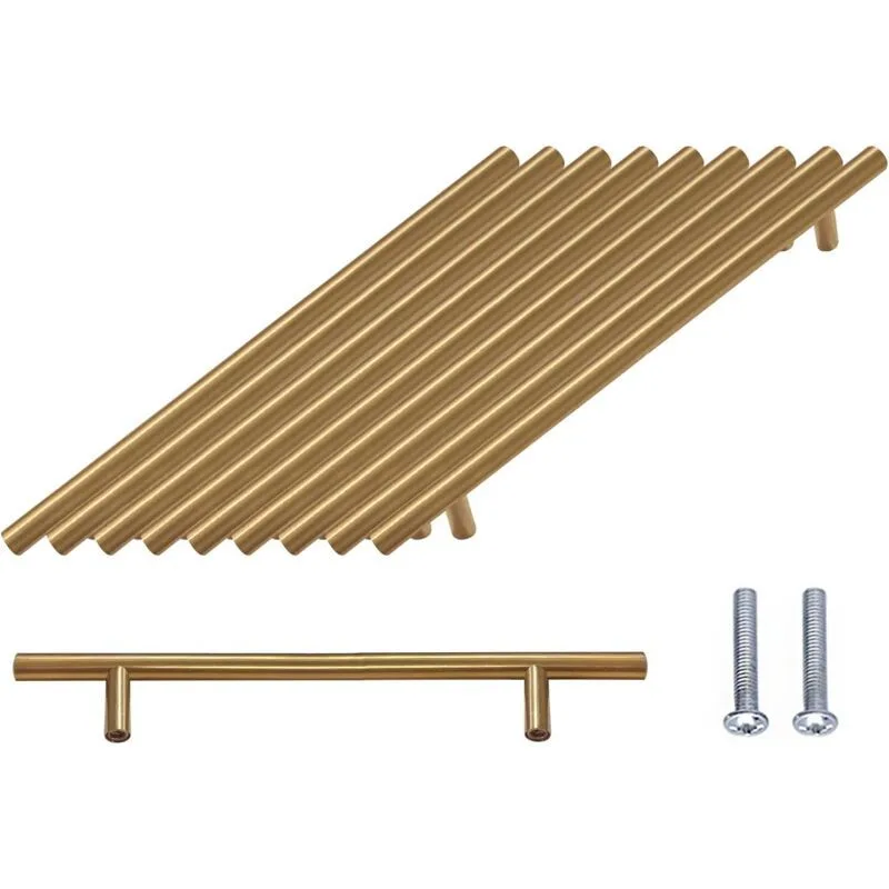 10 Pieces T Bar Handle, Pack Cabinet Door Brushed Stainless Steel Hardware for Kitchen Cabinets Pull Handle Hole Centers Gold, 96mm 10 Pieces T Bar Handle, Pack Cabinet Door Brushed Stainless Steel Hardware for Kitchen Cabinets Pull Handle Hole Centers Gold, 96mm