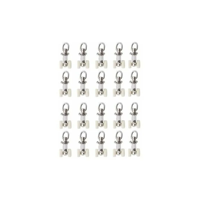 20 Pieces Plastic Curtain Track Glider Rail Rollers Twin Rollers Aluminum Alloy, Small