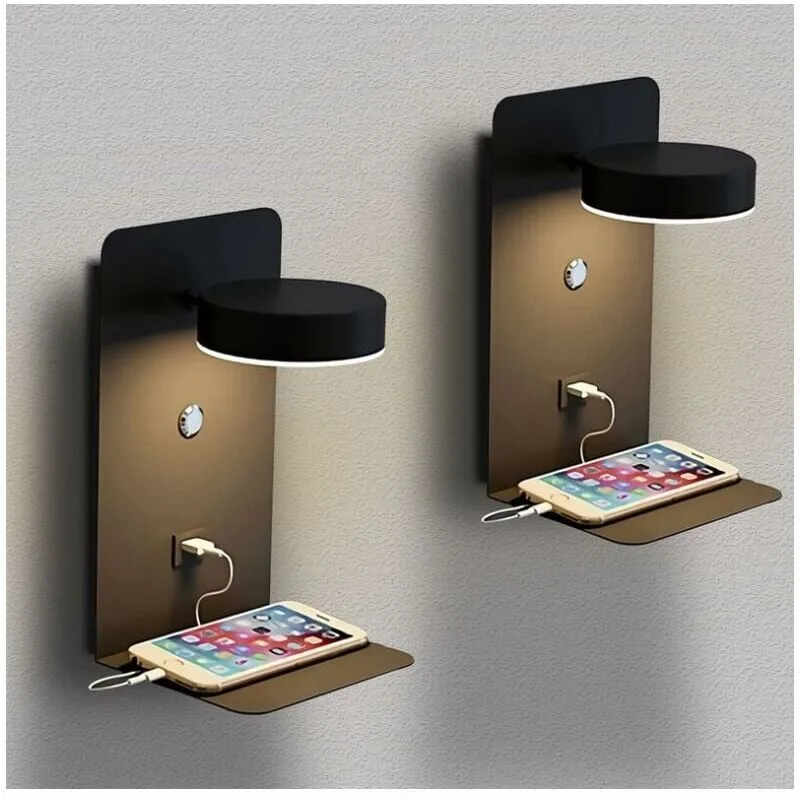 2 Pack Indoor LED Wall Lights with USB Port Switch and 330 Degree Rotatable Reading Lamp, 12W 2 Pack Indoor LED Wall Lights with USB Port Switch and 330 Degree Rotatable Reading Lamp, 12W