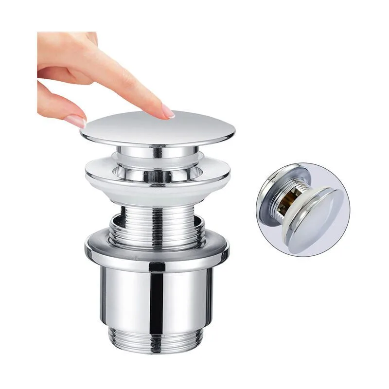 Chrome Copper Pop Up Sink Drain with Universal Automatic Overflow Large Drainage Chrome Copper Pop Up Sink Drain with Universal Automatic Overflow Large Drainage