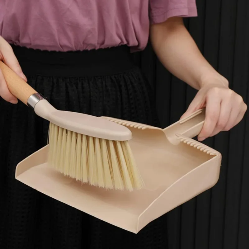 2 Set Mini Dustpan and Brush Set for Desk and Keyboard Beige