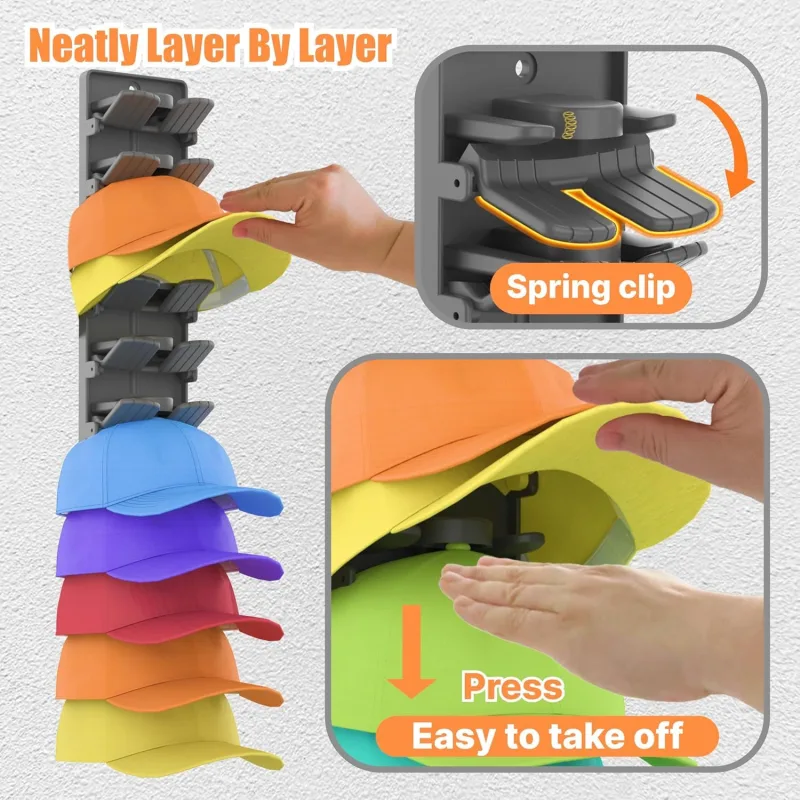 2 Piece Wall Mounted Cap Organizer Holds 20 Caps Matte Black
