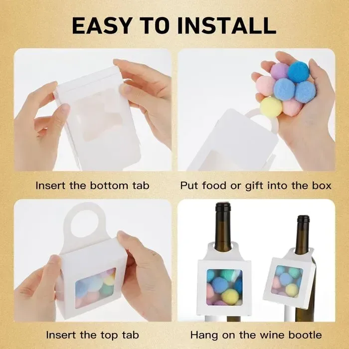 10 Pack Bottle Gift Boxes with Windows, 16 x 9 x 3 cm