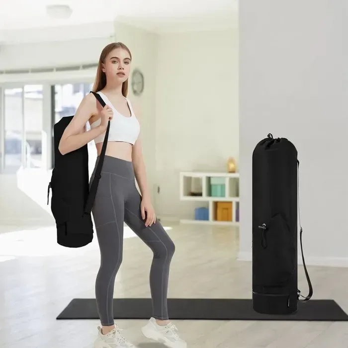 Yoga Mat Bag with Drawstring and Storage Pocket