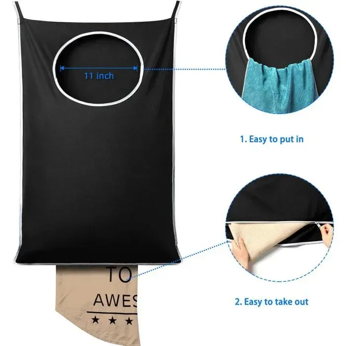 2 Pack Hanging Laundry Bags with Hooks