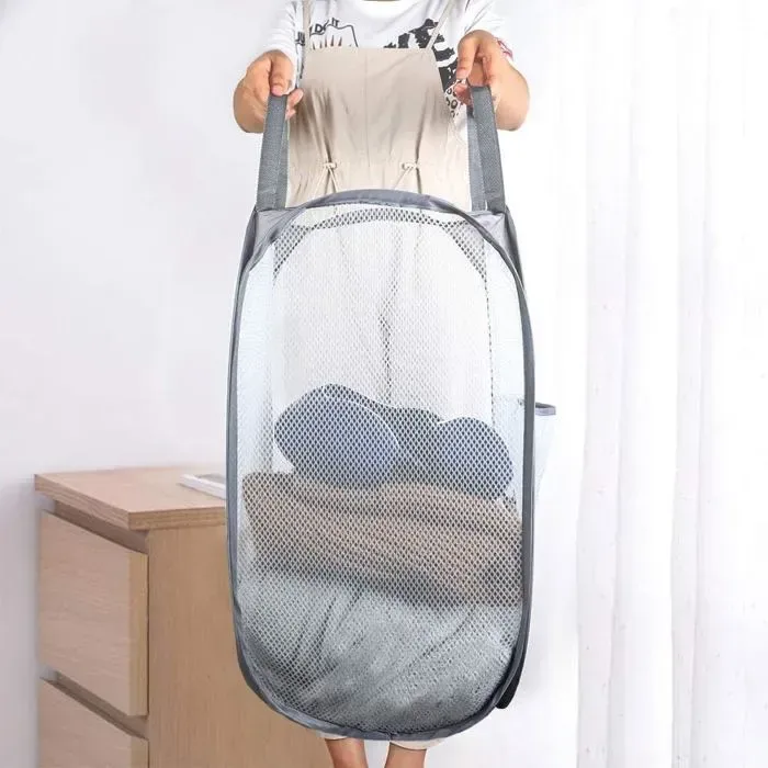 2 Pack Foldable Mesh Laundry Baskets, 80 L