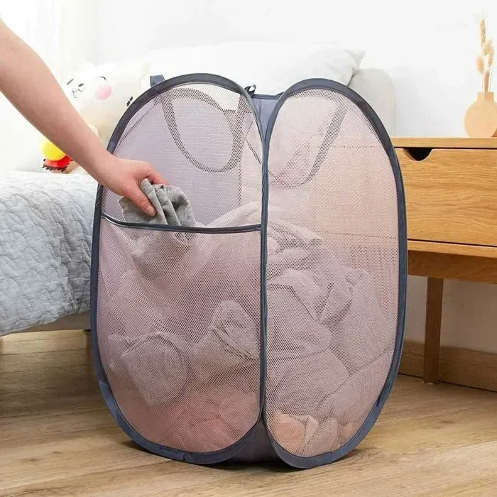 2 Pack Foldable Mesh Laundry Baskets, 80 L