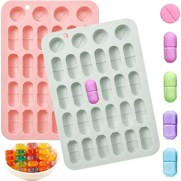 2 Pack Capsule Silicone Candy Molds with 28 Cavities 2 Pack Capsule Silicone Candy Molds with 28 Cavities