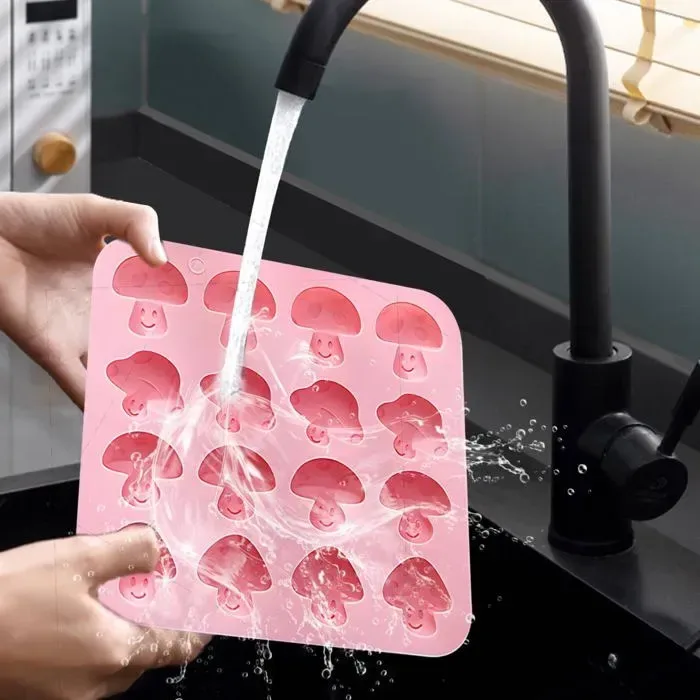 16 Cavity Mushroom Silicone Mold, 17 x 16.5 cm