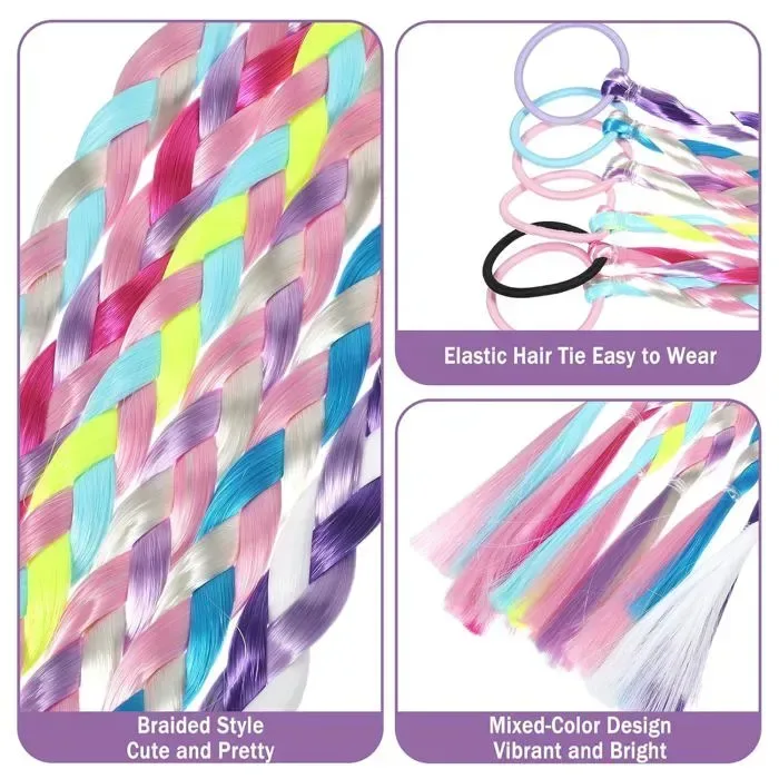 6 Pack Colorful Braided Hair Extensions