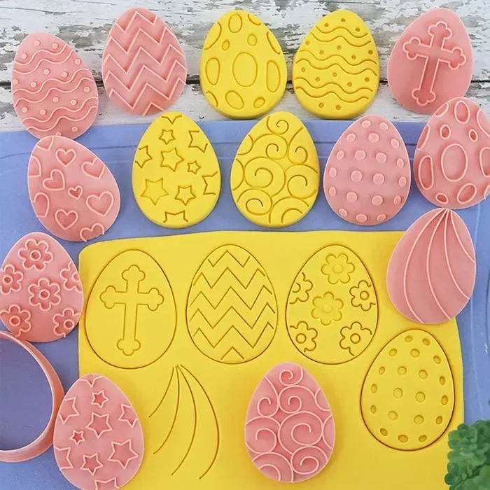 10 Pack Easter Cookie Cutters with 3D Stamps