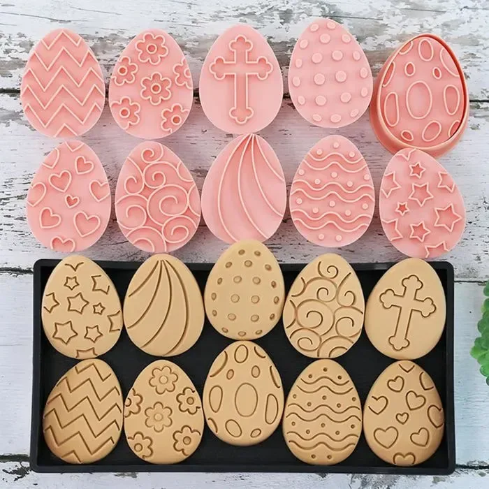 10 Pack Easter Cookie Cutters with 3D Stamps