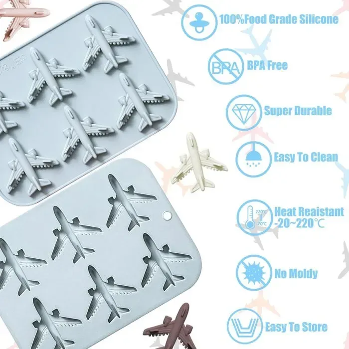 6 Cavity 3D Airplane Silicone Mold