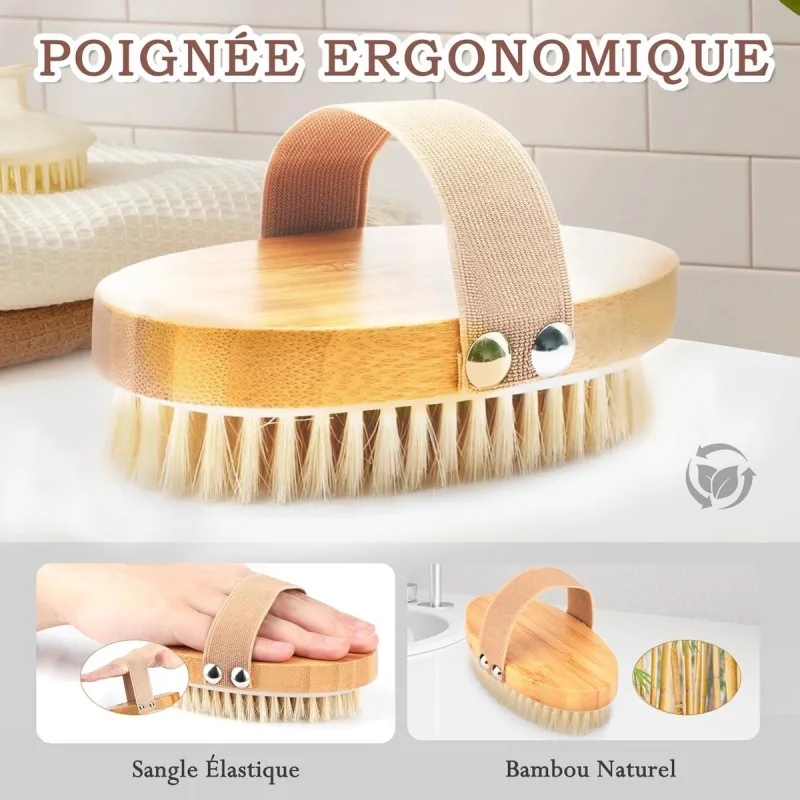 2 Pack Natural Bristle Dry Body Brushes