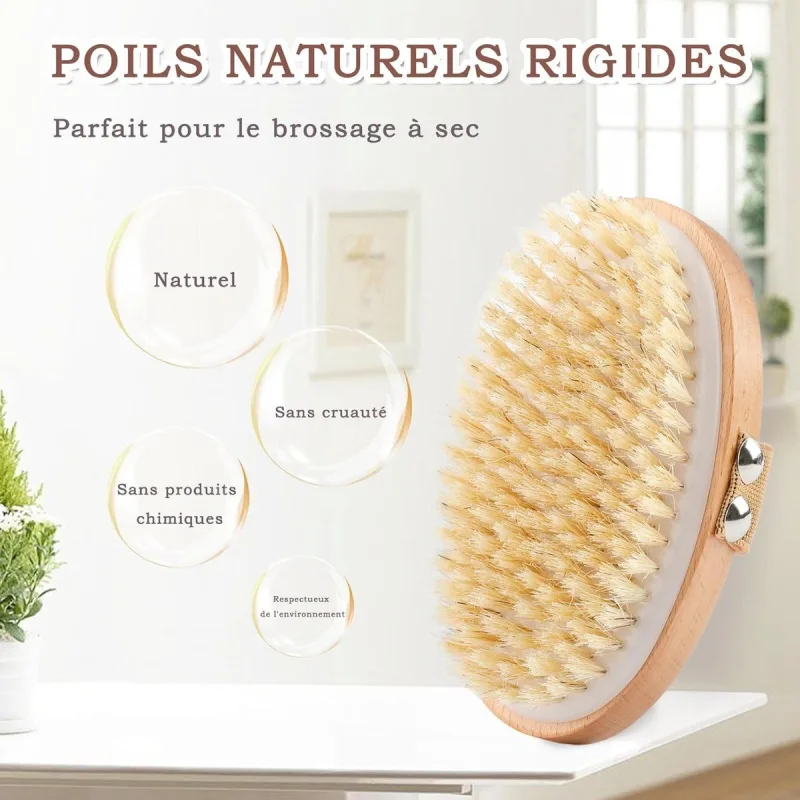 2 Pack Natural Bristle Dry Body Brushes