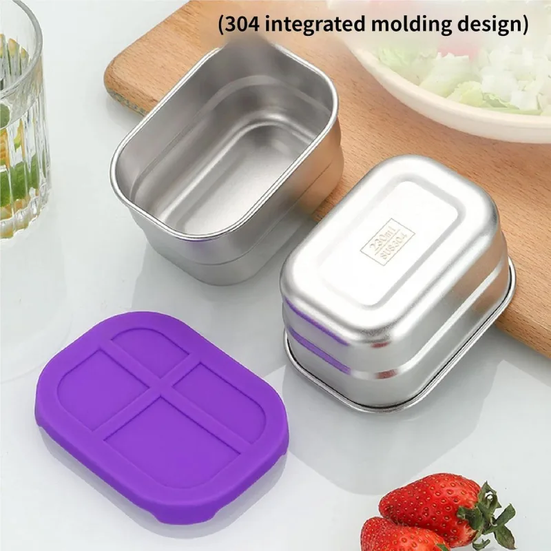 3 Pack Stainless Steel Lunch Box with Silicone Lid, Leak Proof Microwave Safe Bento Box for School Daycare Home Use