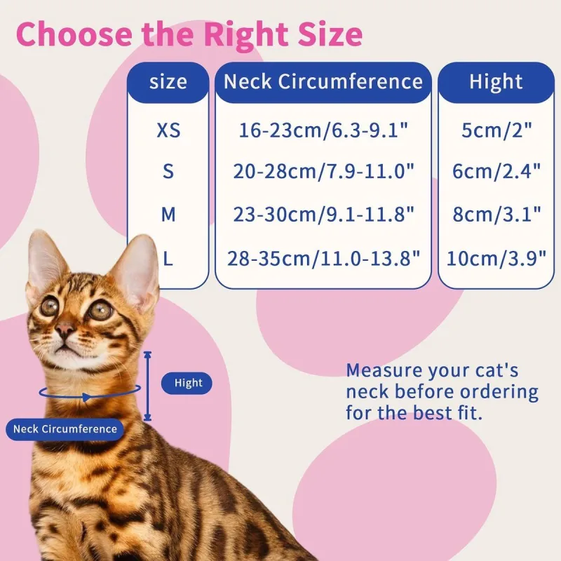 2 Pack Cat Recovery Collar, Soft Protective Neck Collar Against Scratching for Cats, Blue, Size XS 16-22cm