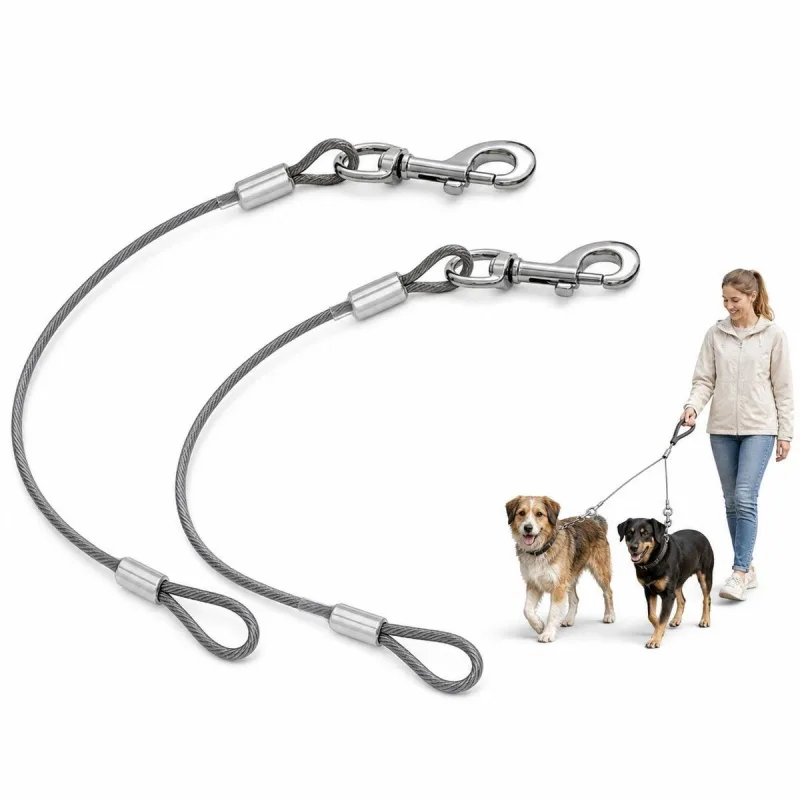 2 Pack Dog Leash Metal Cable, Bite-Resistant Tangle-Free Leash for Walking and Training 2 Pack Dog Leash Metal Cable, Bite-Resistant Tangle-Free Leash for Walking and Training