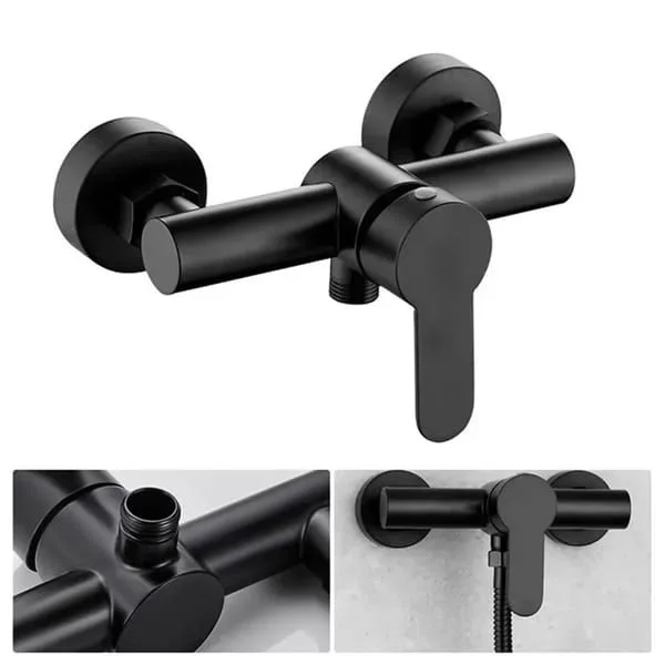 Wall Mounted Shower Mixer Tap, Single Lever Control Bathroom Shower System, Durable Metal Finish, Easy to Use, Black