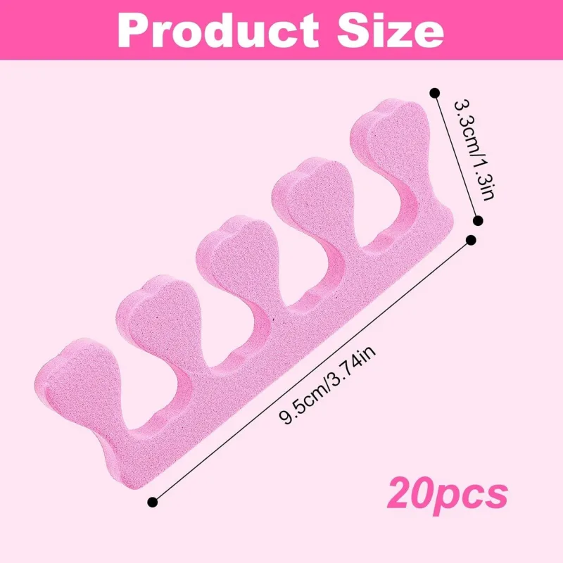 20 Pack Sponge Toe Separators, Toe Separators Set/Soft Foam Toe Separator, Flexible Toe Spacers for Pedicures Toe Dividers for Women Nail Art Pedicure Manicure (3.94×1.38”)