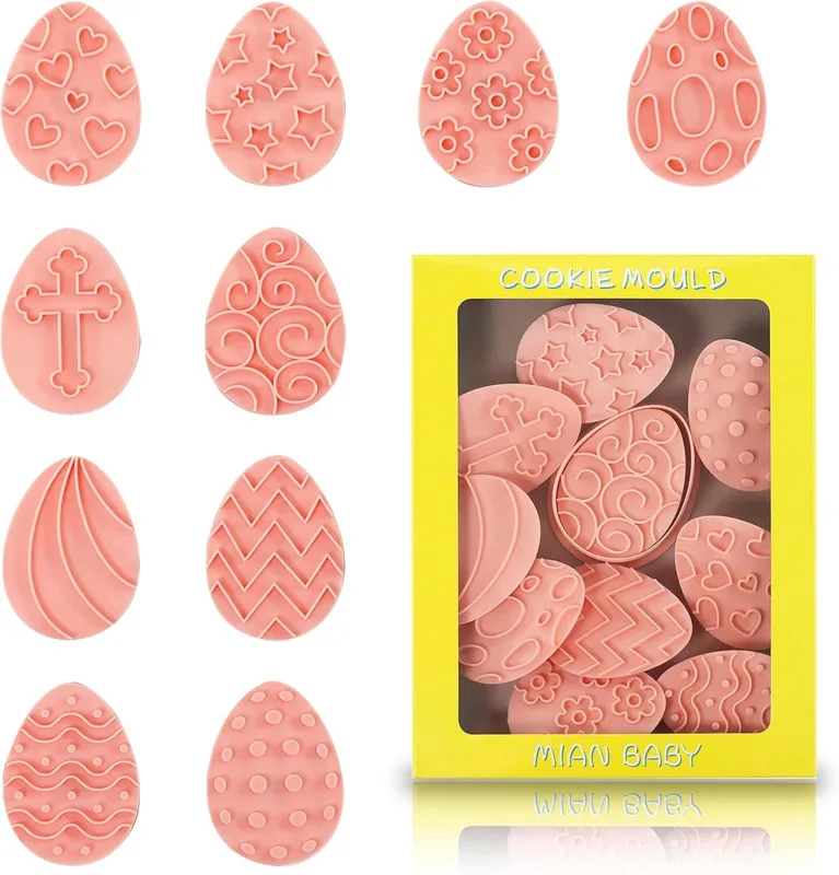 10 Pieces Easter Egg Cookie Cutters Easter Cookie Stamps 3D Plastic Embossing Mold Press Cookie Mould Set Baking Kitchen Tools for Holiday Birthday Party Biscuit Fondant Snacks Making 10 Pieces Easter Egg Cookie Cutters Easter Cookie Stamps 3D Plastic Embossing Mold Press Cookie Mould Set Baking Kitchen Tools for Holiday Birthday Party Biscuit Fondant Snacks Making