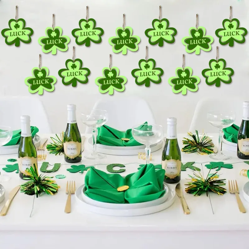 20Pcs Wooden Shamrock Ornaments to Paint, 3.2 Inch St. Patrick’s Day Unfinished Wood Shamrock Cutouts, DIY Blank Luck Clover Shape Hanging Ornaments Ropes with for Crafts Tree Home Decor