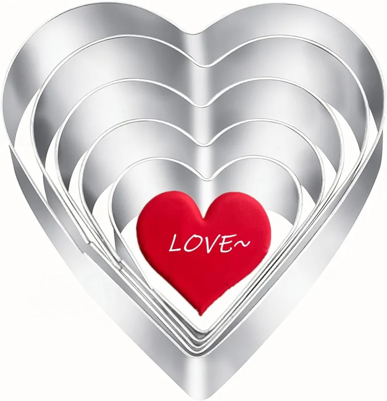 5 Pieces Heart Cookie Cutter Set - Valentine's Day Heart Shapes Stainless Steel Cutters Molds for Anniversary, Bridal, Engagement and Wedding, Baking Gifts 5 Pieces Heart Cookie Cutter Set - Valentine's Day Heart Shapes Stainless Steel Cutters Molds for Anniversary, Bridal, Engagement and Wedding, Baking Gifts
