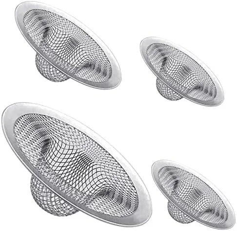 4PCS Heavy Duty Stainless Steel Sink Strainer,Sink Basket Set, Fits Most Kitchen Sinks 4.5”, Bathroom Sinks 2.75”,Shower Drains