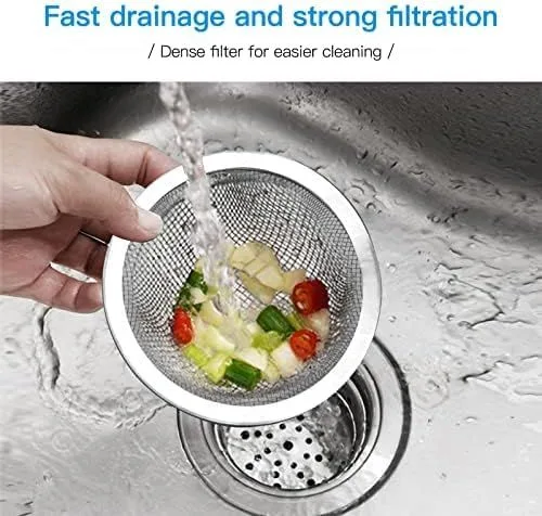 4PCS Heavy Duty Stainless Steel Sink Strainer,Sink Basket Set, Fits Most Kitchen Sinks 4.5”, Bathroom Sinks 2.75”,Shower Drains