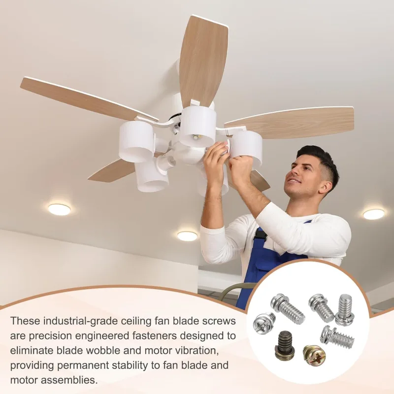 20Pcs Ceiling Fan Blade Screws, 1/4″-20 x 3/8 Carbon Steel Phillips Pan Motor Replacement Screw for Lighting Ceiling Fan, Copper