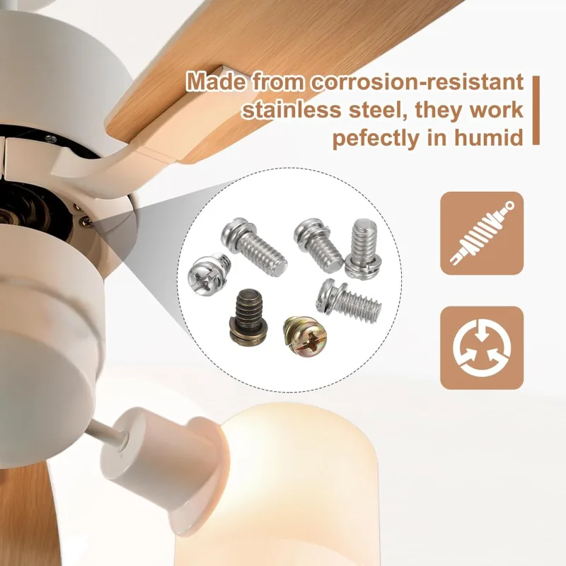 20Pcs Ceiling Fan Blade Screws, 1/4″-20 x 3/8 Carbon Steel Phillips Pan Motor Replacement Screw for Lighting Ceiling Fan, Copper