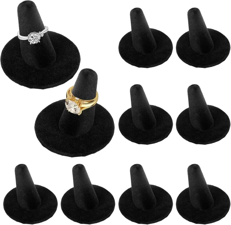 10pcs Black Velvet Ring Display Stand, Ring Holder Organizer Jewelry Storage Case Display Accessories for Vendor Home Shop Counter Showcase 10pcs Black Velvet Ring Display Stand, Ring Holder Organizer Jewelry Storage Case Display Accessories for Vendor Home Shop Counter Showcase