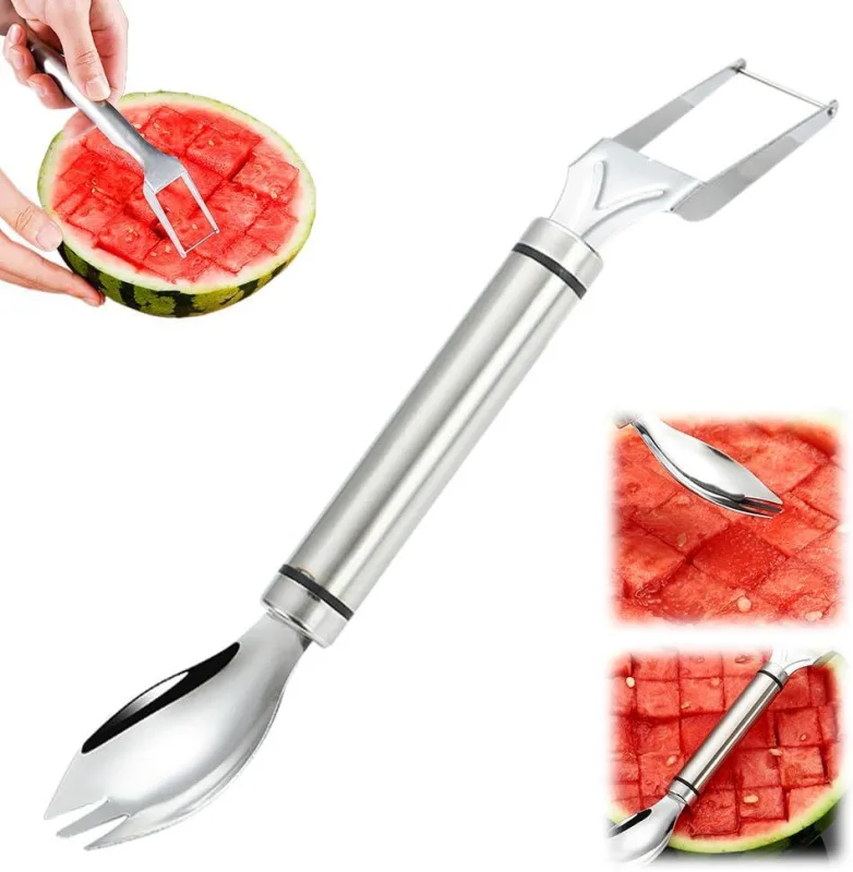 2-in-1 Stainless Steel Fruit Cutter Watermelon Cutter, Watermelon Slicer Cutter Summer Watermelon Cutting Artifact for Kitchen DIY (1) 2-in-1 Stainless Steel Fruit Cutter Watermelon Cutter, Watermelon Slicer Cutter Summer Watermelon Cutting Artifact for Kitchen DIY (1)