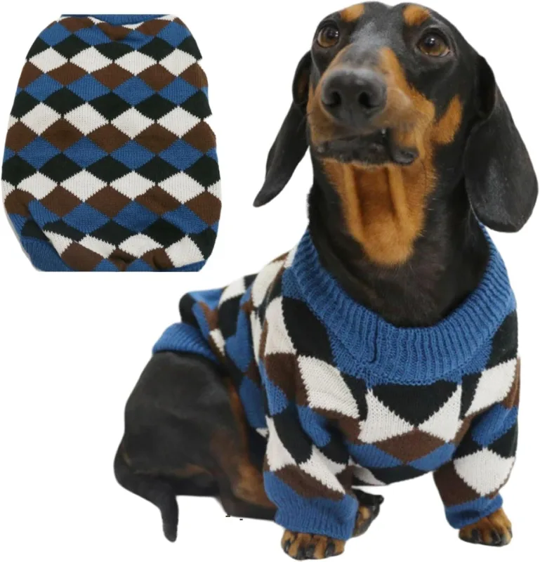 Small Medium Size Dog Cat Winter Sweater, Warm Thick Argyle Pattern Knitted Pullover Clothing for Pet (Small) Small Medium Size Dog Cat Winter Sweater, Warm Thick Argyle Pattern Knitted Pullover Clothing for Pet (Small)