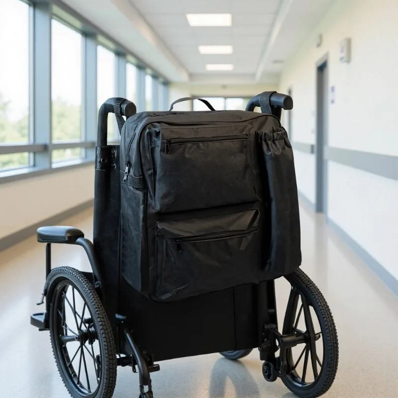 Wheelchair Backpack, Bag Storage Pouch Portable Cart