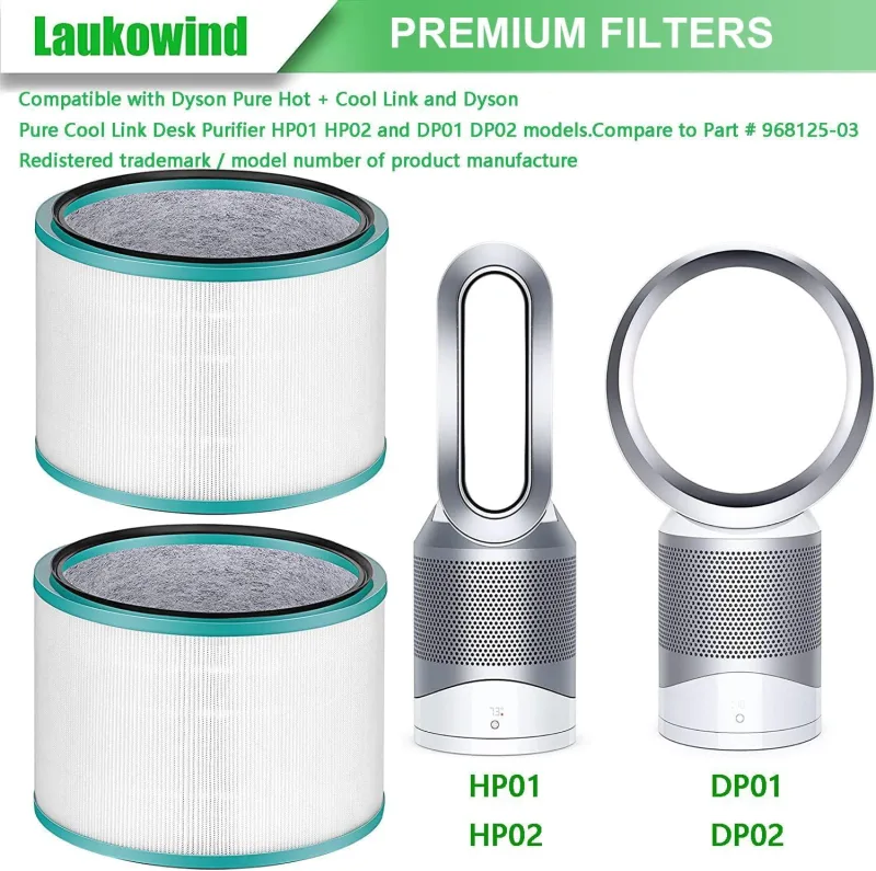 2 Pack Air Puriier ilter Replacements or Dyson HP01, HP02, DP01 Desk Puriiers – Compatible with Part # 968125-03