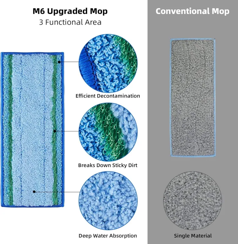 4 Pack Mop Pad or iRobot Braava Jet M6 Ultimate Robot Mop, Upgraded M6 Wet Mopping Pad, Washable Microiber Replacement Cleaning Pad