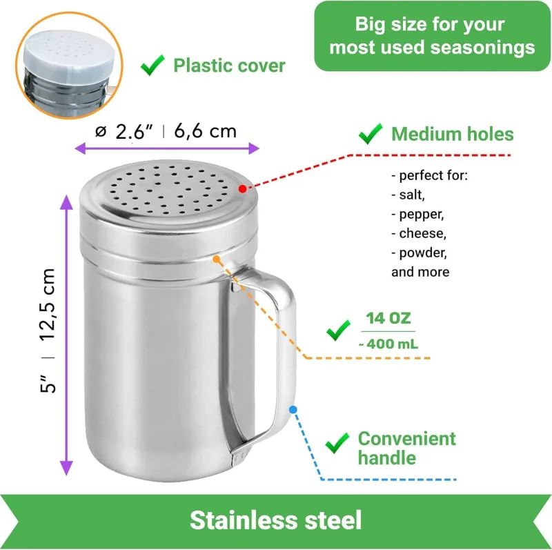 [10oz + 10oz + 14oz] Stainless Steel Dredge Shaker Bundle – by
