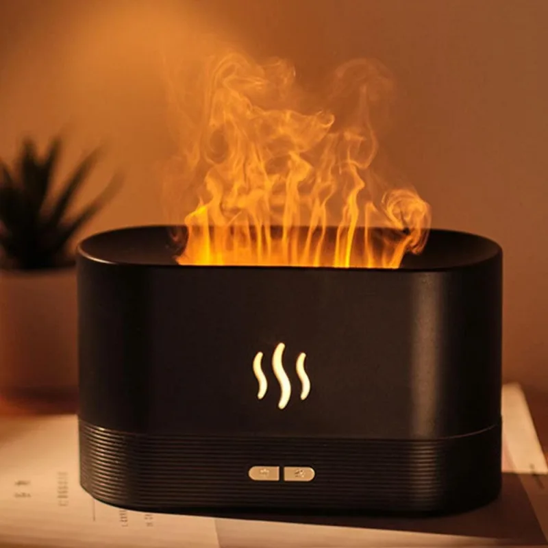 3D Flame Oil Diffuser Air Humidifier Noiseless Mist Aroma Diffuser – White